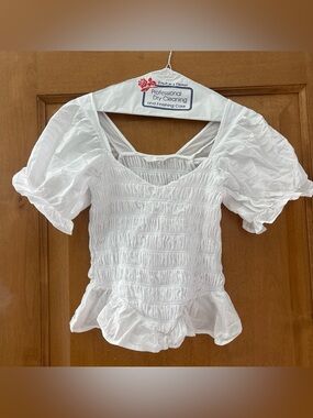 Zara White Puff Sleeve Top